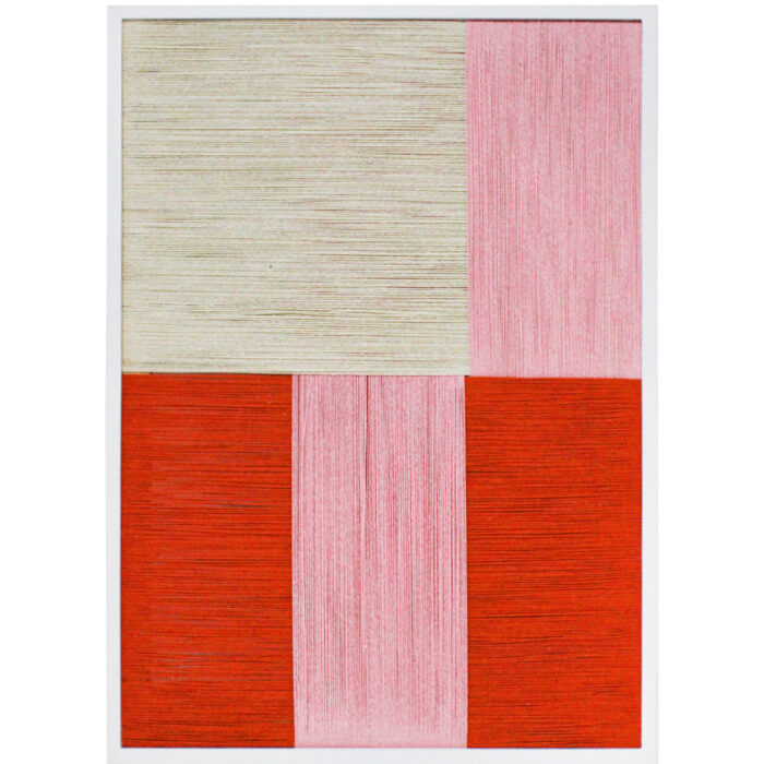 Cuadro de Hilo Beige, Naranja y Rosa