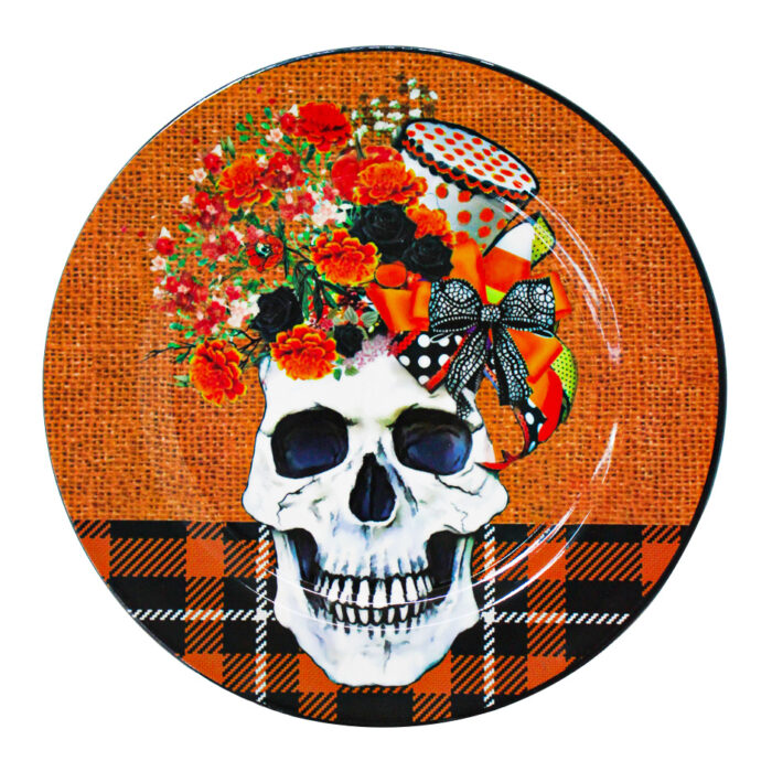 Plato Calavera con Flor de Cempasúchil