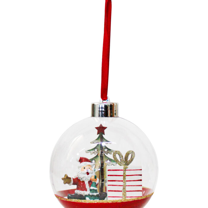 Esfera de Acrílico con Base Roja con Santa