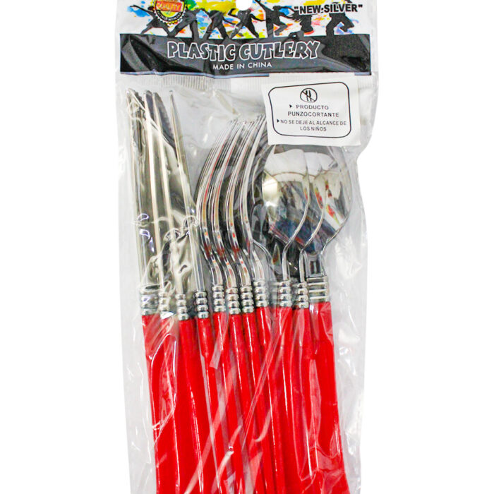 Set de 12 Cubiertos Básico Rojo