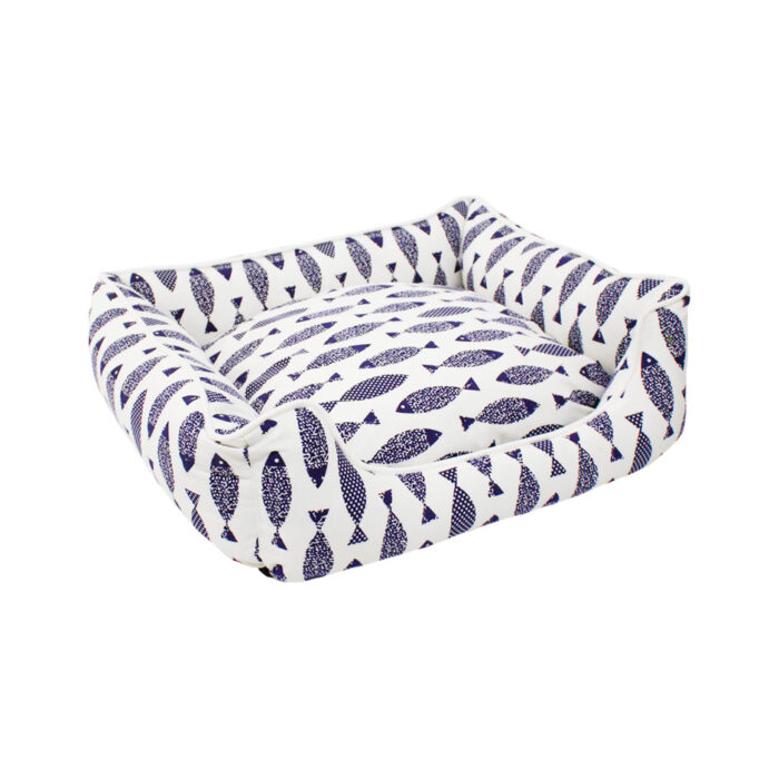 Cama para Mascotas Estampado Peces Azules (Chica)