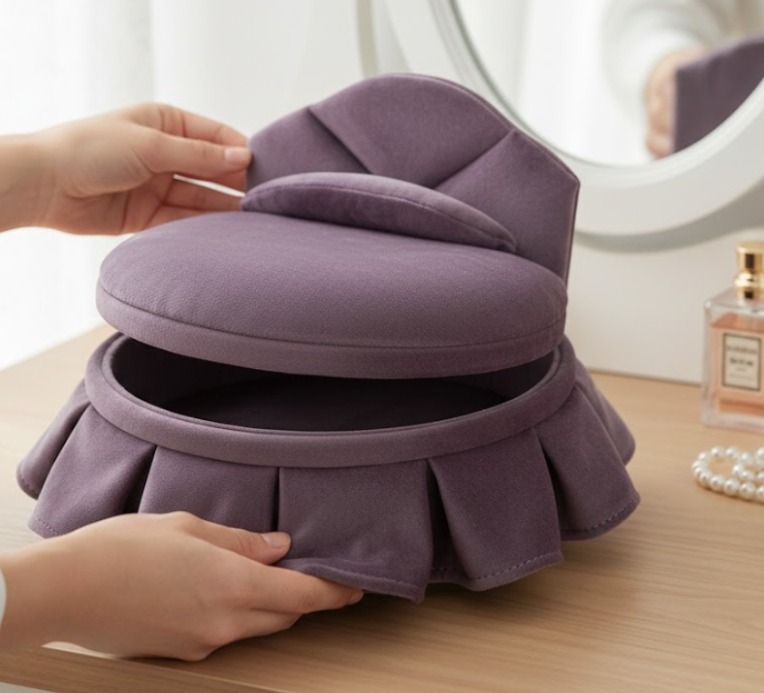 Alhajero Cama Redonda Velvet Royal en terciopelo azul con diseño de lujo para organización de joyería en Galerías El Triunfo.