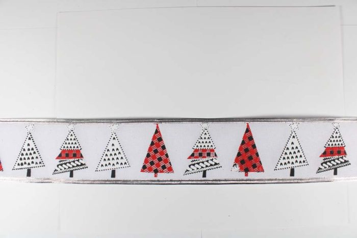 Rollo de listón blanco con pinos de navidad de 6.35cmx10m - Image 3