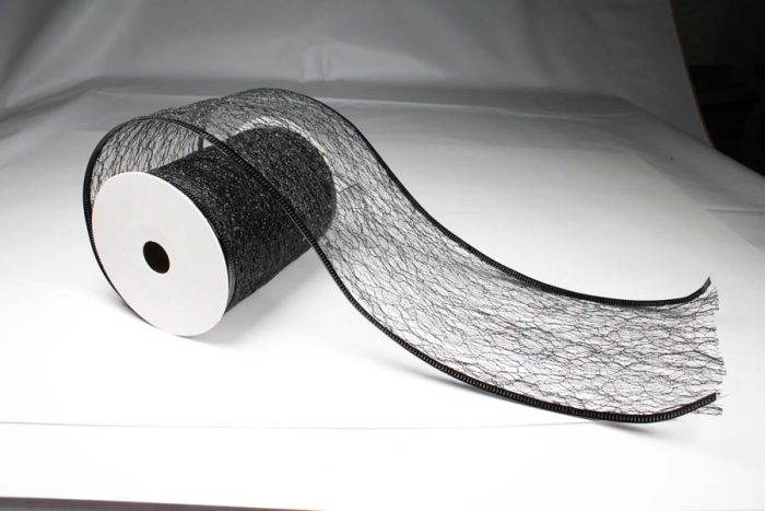Rollo de listón de malla negro - Image 2