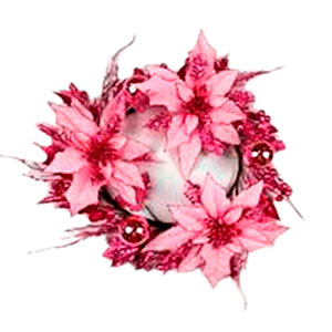 Corona con nochebuenas rosas - Galerías el Triunfo - 041007918366