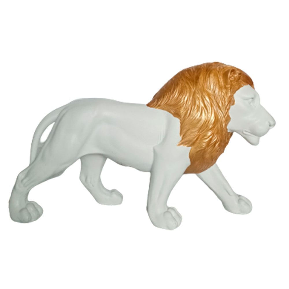 León blanco con dorado - Galerías el Triunfo - 044071821509