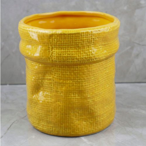 Maceta de porcelana amarilla - Galerías el Triunfo - 049072578081