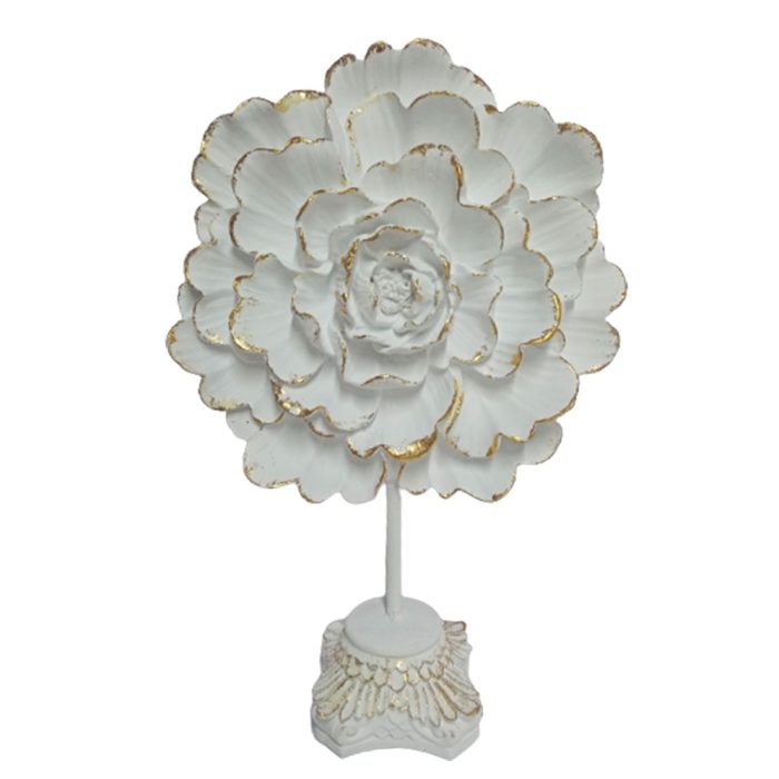 Flor blanca con dorado - Galerías el Triunfo - 049072778269