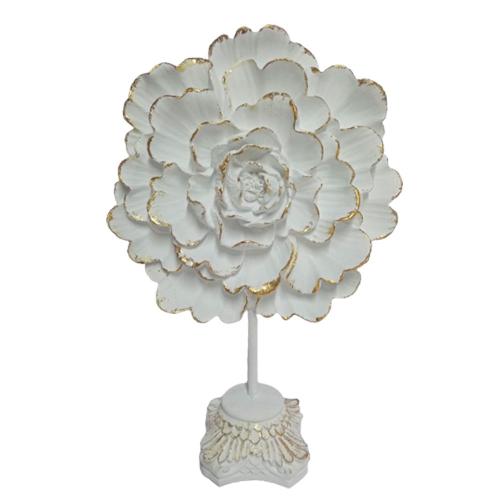 Flor blanca con dorado - Galerías el Triunfo - 049072778269