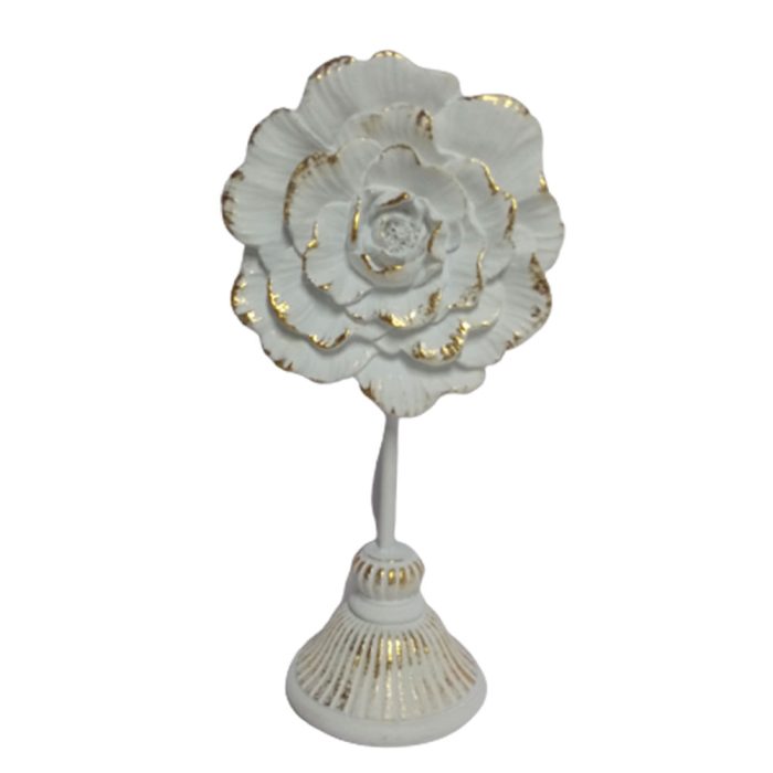 Flor blanca con dorado - Galerías el Triunfo - 049072778270