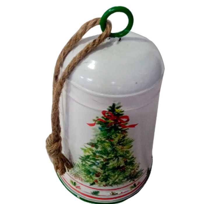 Campana blanca estampado árbol navideño de 14.5x23cm - Image 2