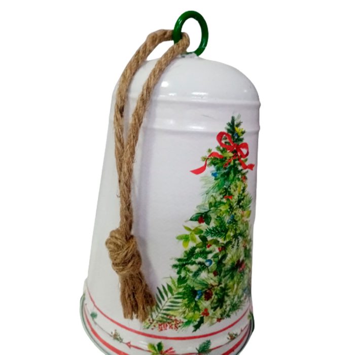 Campana blanca estampado árbol navideño de 14.5x23cm - Image 3