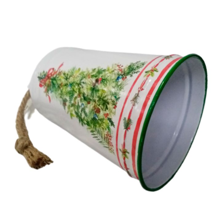 Campana blanca estampado árbol navideño de 14.5x23cm - Image 4
