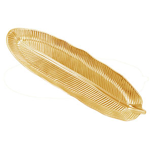Plato dorado diseño hoja - Galerías el Triunfo - 156072795075