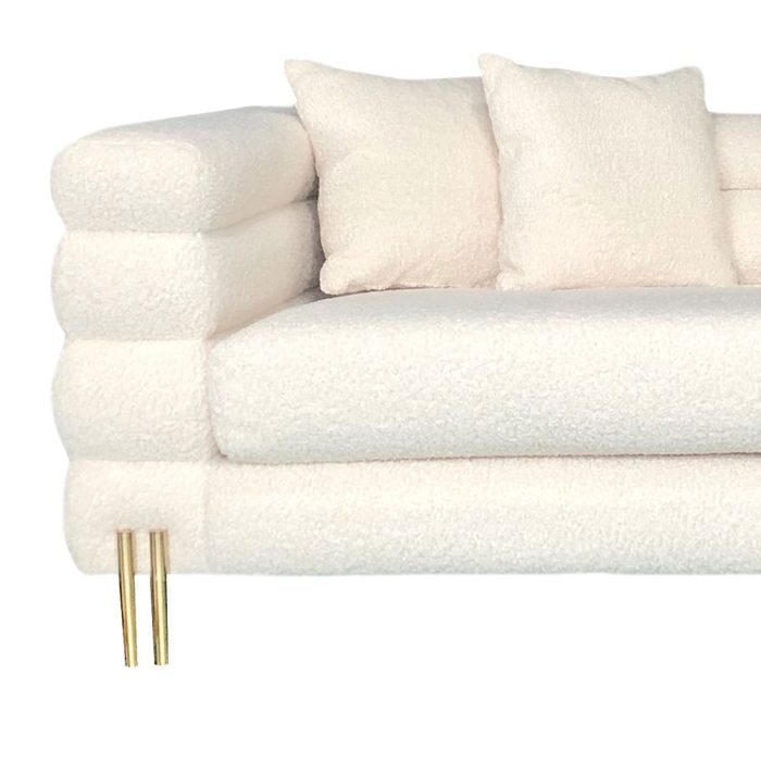 Sillón de 3 plazas tela de borrega blanca Galerías el Triunfo - Image 3