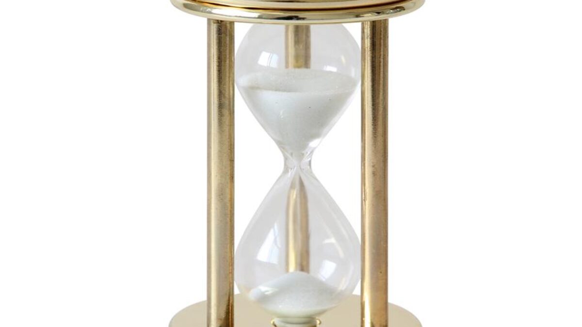 Reloj de Arena con Base de Metal Dorado Galerías el Triunfo