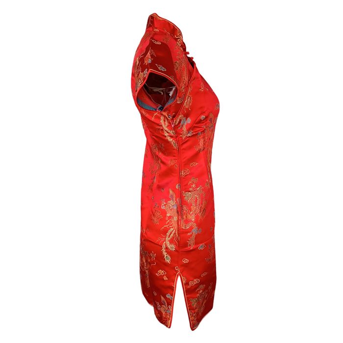 Vestido diseño oriental rojo - Image 2
