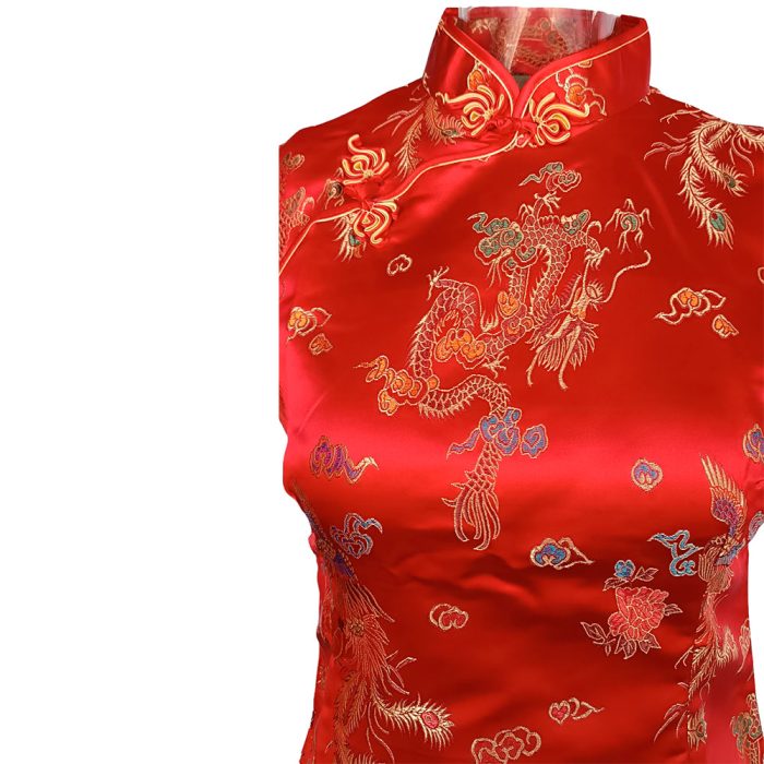 Vestido diseño oriental rojo - Image 3