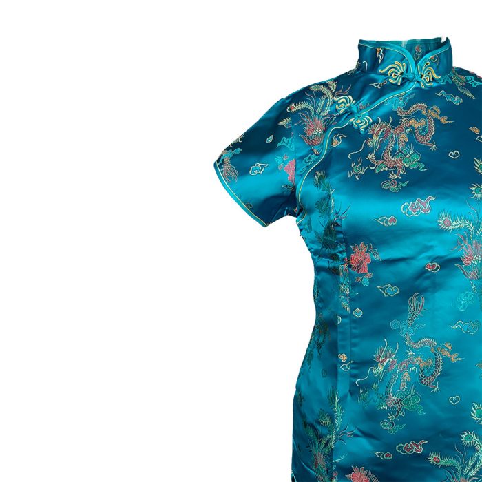 Vestido diseño oriental azul - Image 3