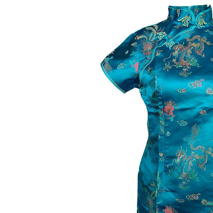 Vestido diseño oriental azul - Image 3