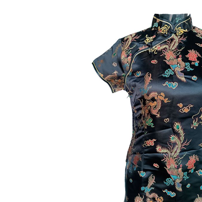 Vestido diseño oriental negro - Image 3