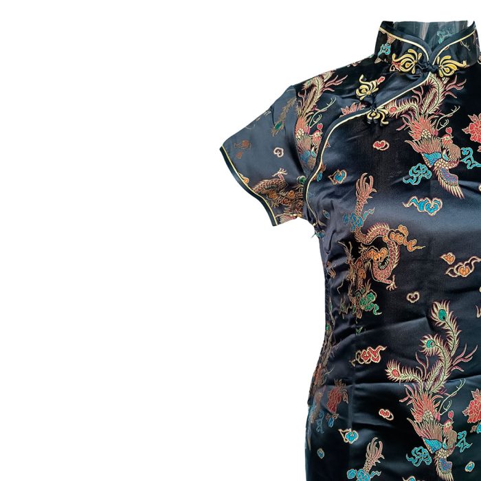 Vestido diseño oriental negro - Image 3