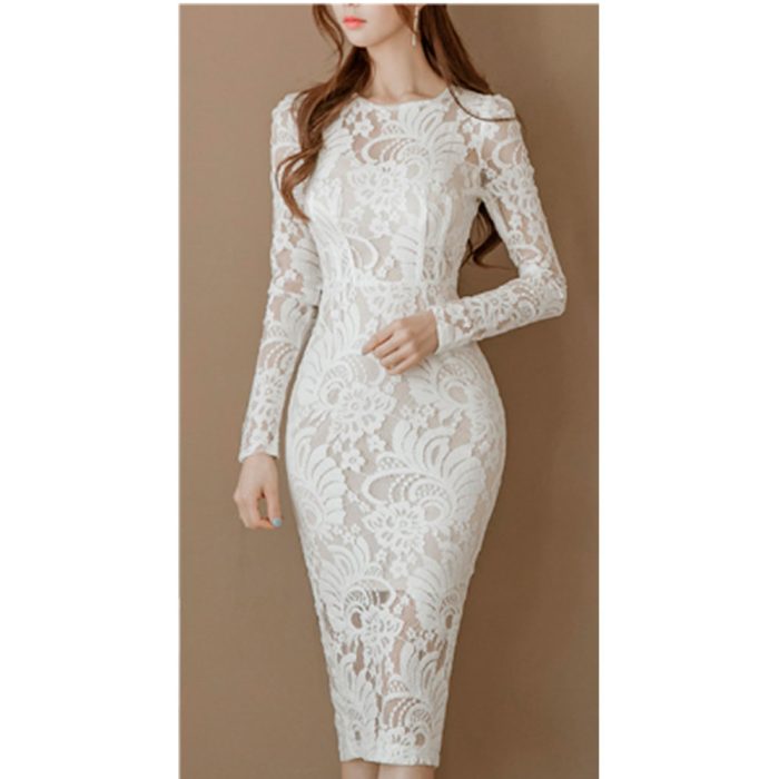 Vestido blanco cerrado - Galerías el Triunfo - 291001736696