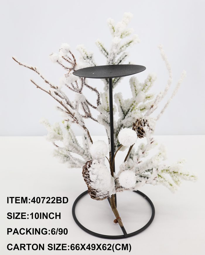 Candelabro con follaje nevado - Galerías el Triunfo - 049072641207