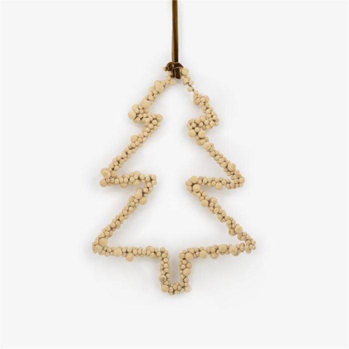 Árbol con pompones beige - Galerías el Triunfo - 100307378472