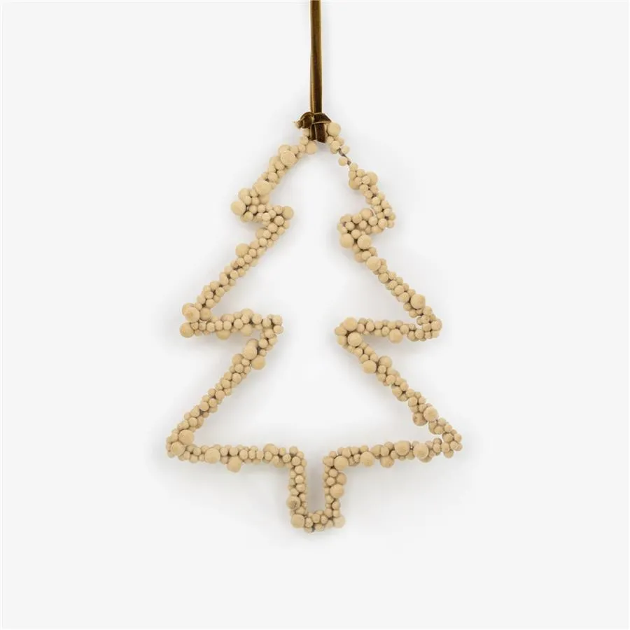 Árbol con pompones beige - Galerías el Triunfo - 100307378472