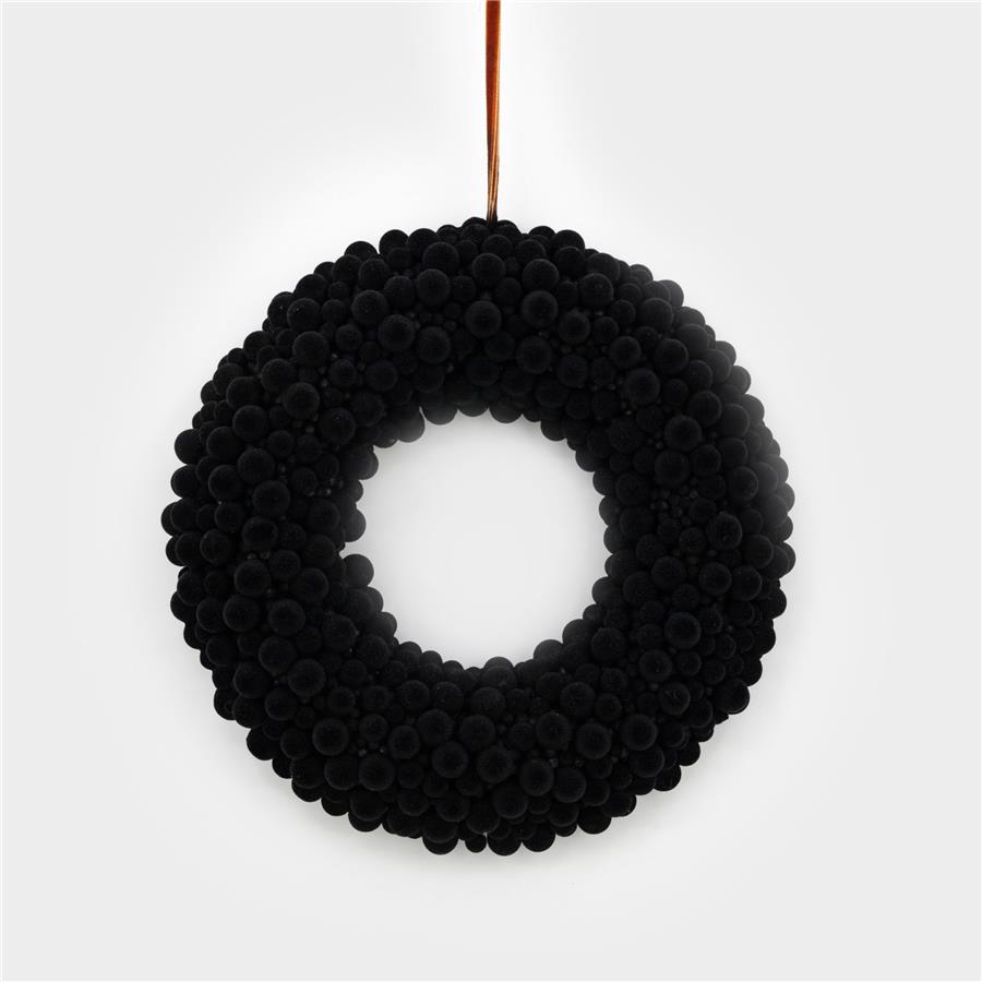 Corona con pompones negros - Galerías el Triunfo - 100307378490