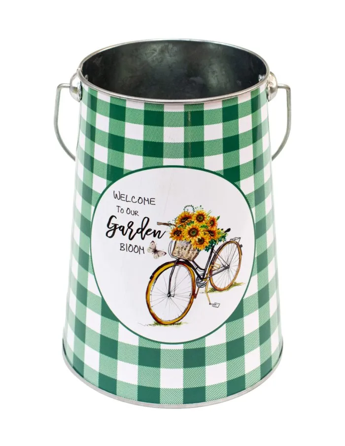 Bote con Agarradera Cuadros Verdes y Bicicleta