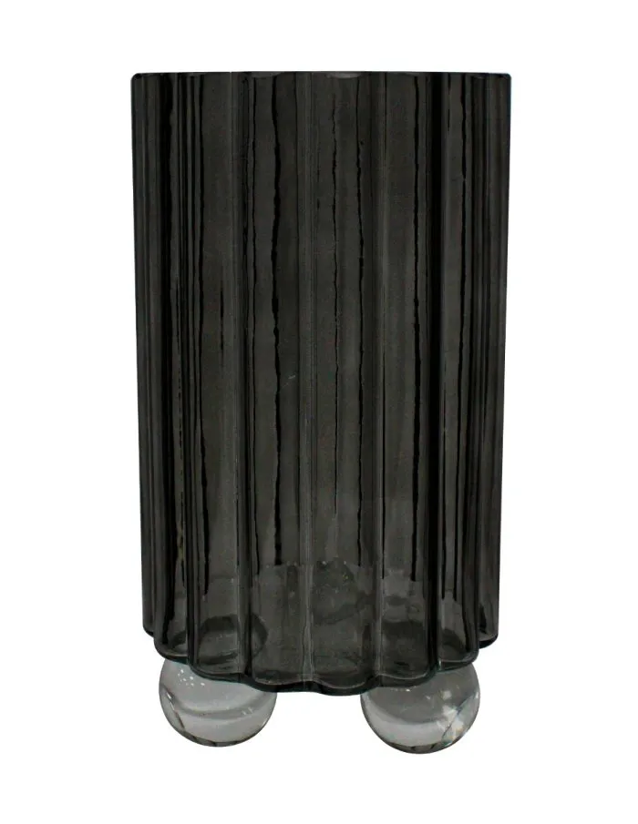 Florero de Cristal Humo a Rayas