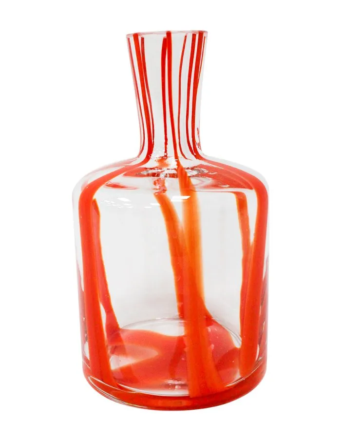 Florero de Cristal Transparente con Cuello de Botella