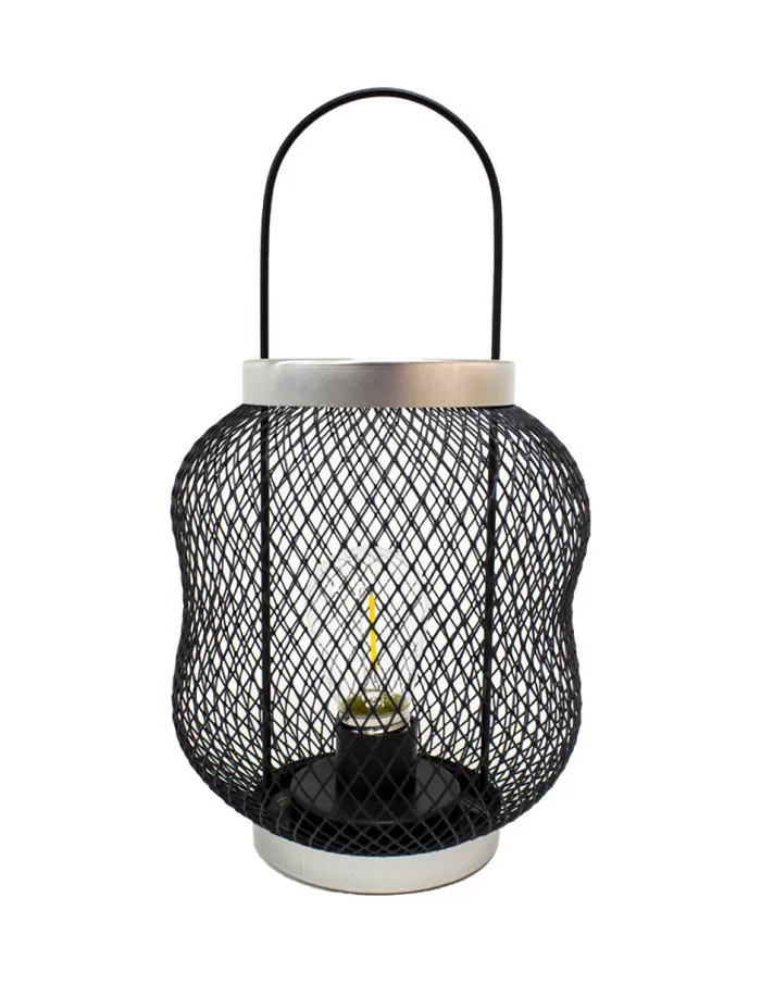Linterna de Metal Negra con Luz LED