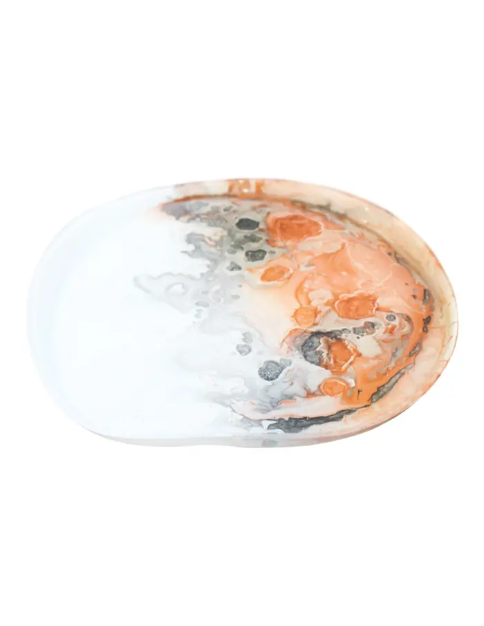 Plato de vidrio con borde marrón y crema opaco con blanco de 23cm - Image 2