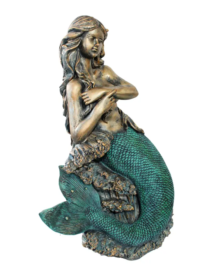 Escultura de sirena sentada de poliresina de 60x42x87cm - Image 3