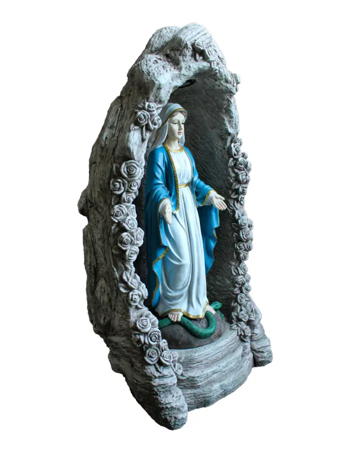 Virgen María en nicho de poliresina imitacion piedra de 45x40x90cm - Image 3