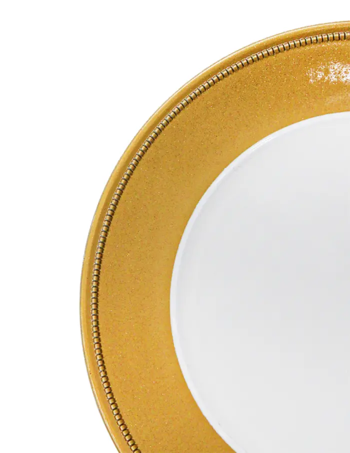 Plato de presentación blanco con orilla de gliters dorados de 33x33x2cm - Image 3