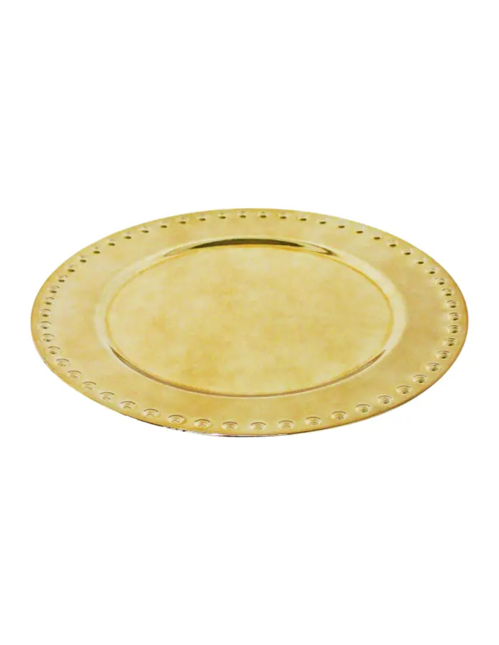 Plato de presentaciòn dorado brilloso con bolitas en las orillas de 35 x35 x2cm - Image 2