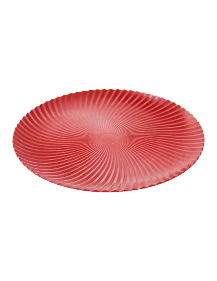 Plato de presentación de plástico rojo mate diseño espiral de 33x33x2cm - Image 2