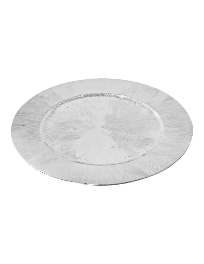 Plato de presentación de plástico plateado diseño grabado de 33x33x2cm - Image 2