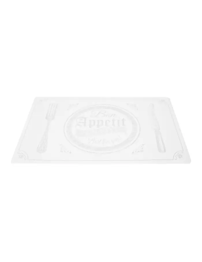 Mantel individual de plástico blanco con diseño plato y cubiertos de 43.5x28.5cm - Image 2