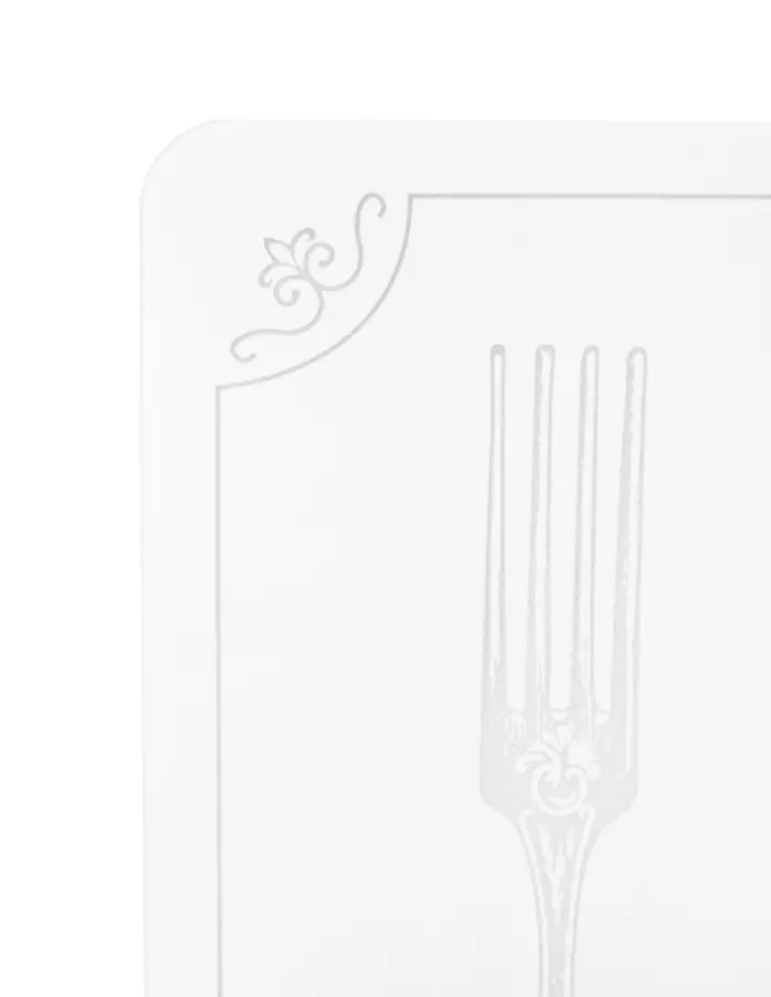 Mantel individual de plástico blanco con diseño plato y cubiertos de 43.5x28.5cm - Image 3
