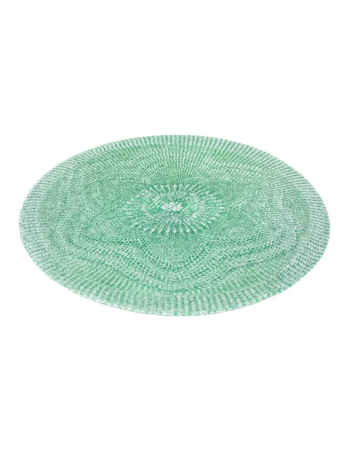 Mantel individual redondo de tela verde diseño flor de 38cm - Image 2