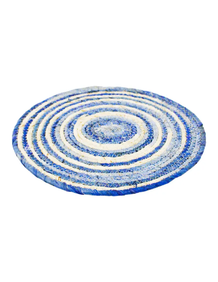Mantel individual redondo diseño corteza de árbol azul de 35cm - Image 2