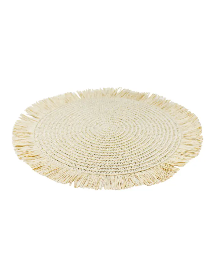 Mantel individual redondo beige con barbillas de 35cm - Image 2