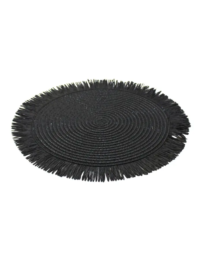 Mantel individual redondo negro con barbillas de 35cm - Image 2