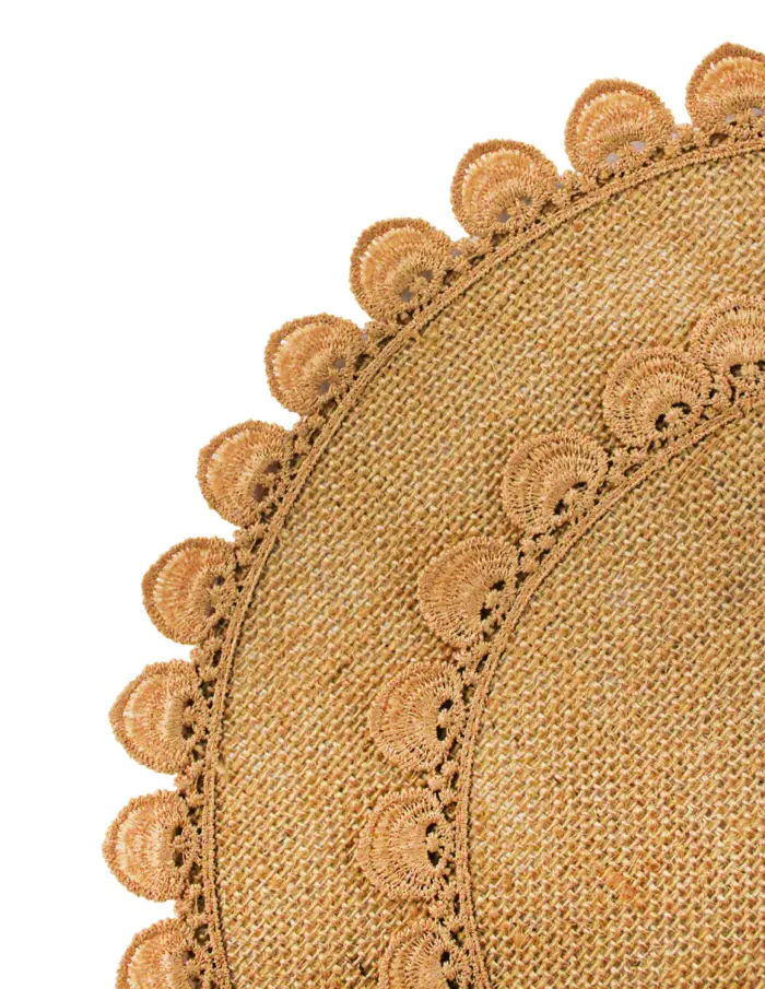 Mantel individual redondo cafe con ondas en las orillas de 35cm - Image 3