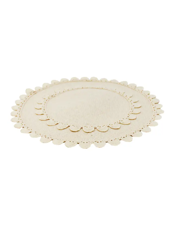 Mantel individual redondo beige con ondas en las orillas de 35cm - Image 2